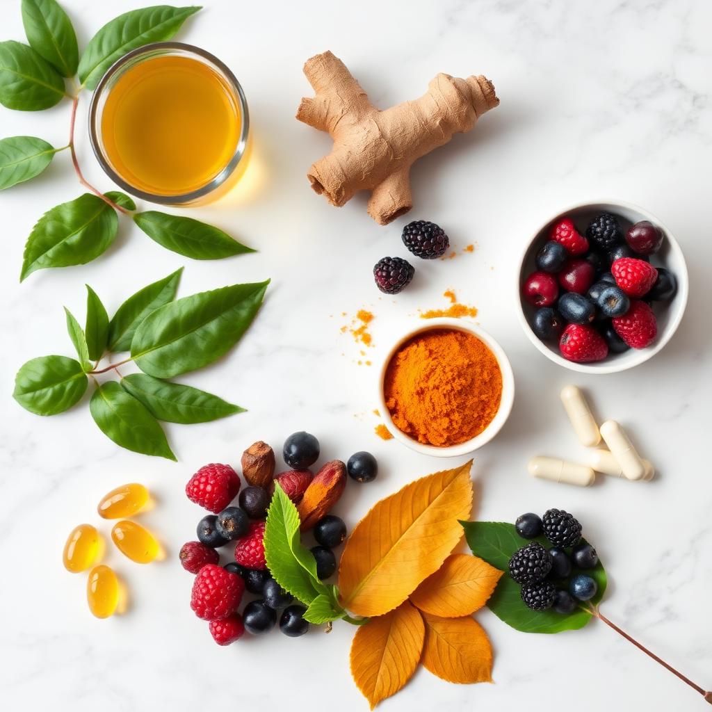 Natural LipoJaro ingredients including green tea, ginger, turmeric and berries